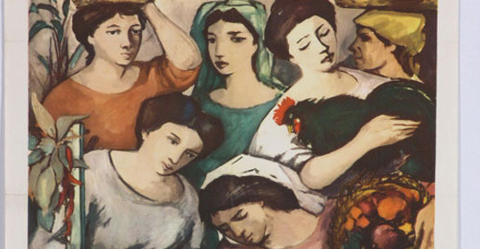 1950. Il pittore Domenico Purificato rappresenta la raccolta di firme per la pace